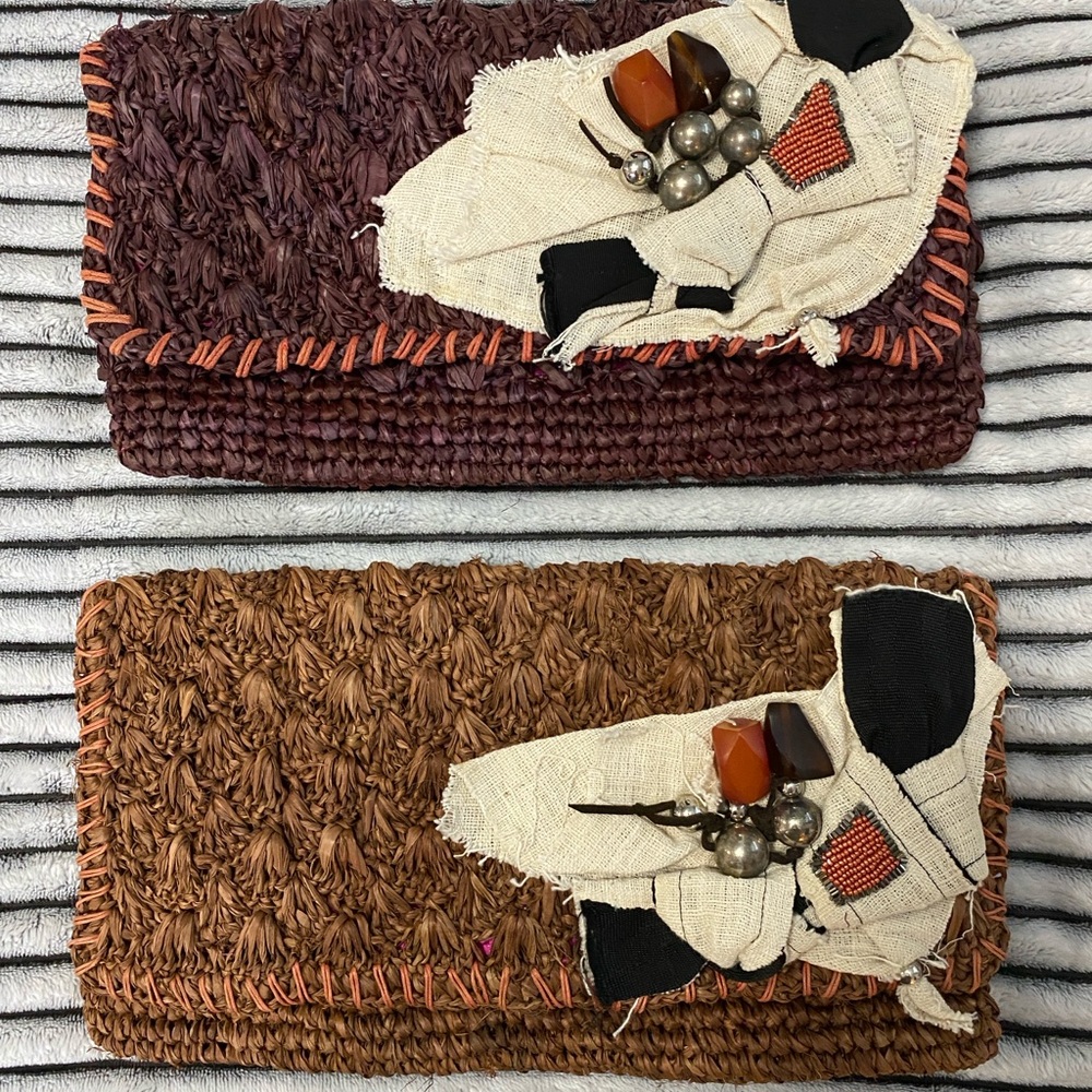 Raffia clutch bag